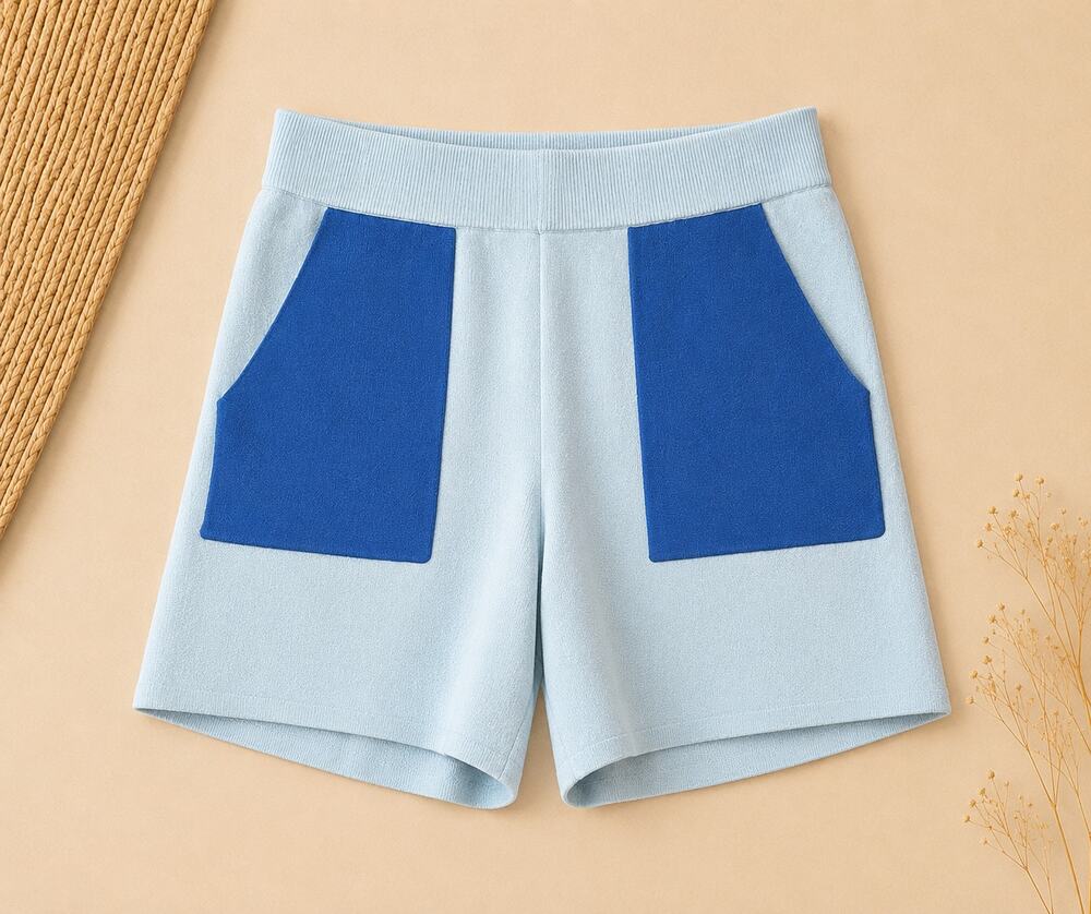 Saturday Sunday Anthropologie Women's Lea Blue Colorblock Lounge Shorts Blue XS